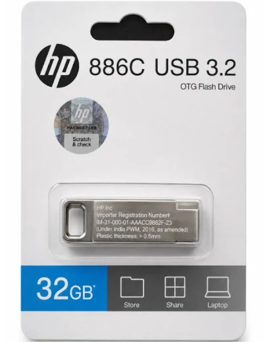 Pen Drive Hp 32GB x 886C Type C Usb 3.2