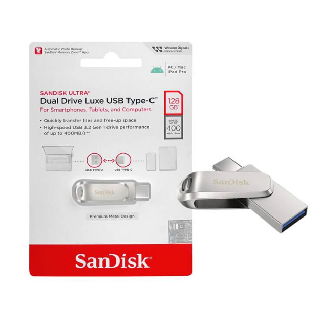 Pen Drive Sandisk 128GB Type C 3.0 Dual LUXE