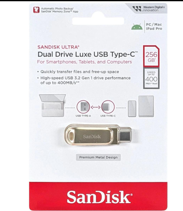 Pen Drive Sandisk 256GB Type C Luxe