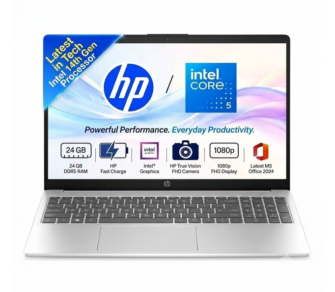 HP 15-FD0262TU	Core  5-120U 	24GB	512 GB	INTEL-HD	WIN 11	MSO 2024	15.6 FHD