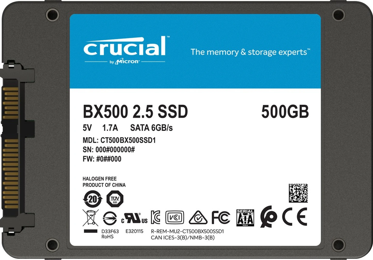 Crucial BX500 Internal SSD, 500GB